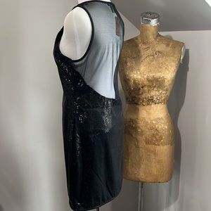 Black sequin sheer back holiday dress